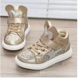 New Autumn Girls Shoes Pu Leather Ankle Boots Sequins Cartoon Warm Short Children's Shoes Flat Kids Fashion Shoes Pink Gold