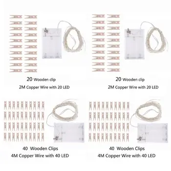 

Wood LED Clip Light String Copper Wire Party Wedding Xmas Photo Cards Decor For Household Internal Lighting