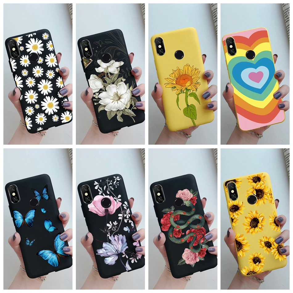 Per Xiaomi Redmi Note 6 Pro Case 6.26 "Silicone Soft Love Heart Girasole Cover Per Xiaomi Redmi 6 6A A6 6Pro Custodia Protettiva Per Telefono