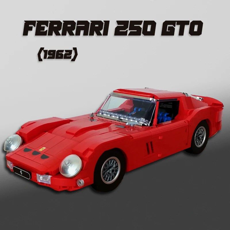 MOC Building Blocks Kids DIY High-Tech Classic Super Car 250 GTO 1962 Red Transportation Vehicle Block Model Toys For Children |