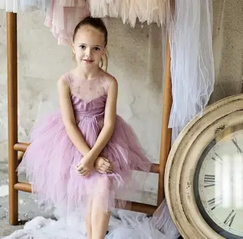 

2020 New Children Baby Beading Mesh Cake Dress, Girls Princess Fairy Party Flower Clothes 5 pcs/lot, Wholesale