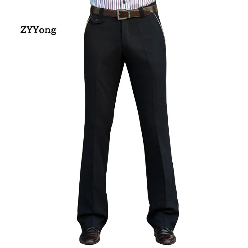 

New Men's Flared Boot Cut Trousers Business Casual British Style Office Slim Comfortable High Quality Black Suit Pants