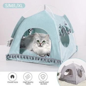 

Hot Foldable Pet Dog Tent House Breathable Print Pet Cat House With Net Outdoor Indoor Mesh Cat Small Dog Tent House