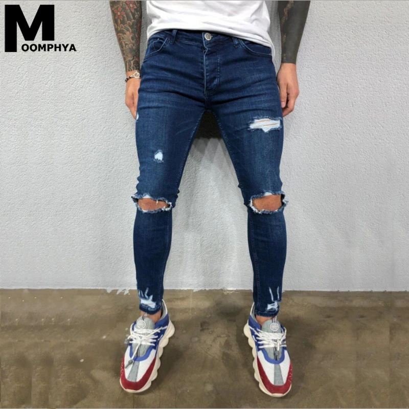New Ripped Jeans Men With Holes Denim Pants Skinny Jeans Men Slim Fit Men Jeans Streetwear Biker Jeans Jeans Aliexpress