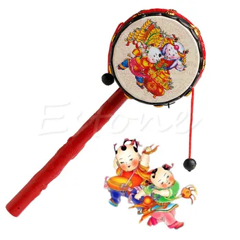 

2018 Chinese Traditional Spin Toy Rattle Drum Kids Cartoon Hand Bell Plastic For Baby JUL17_17