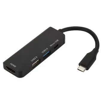 

4 in 1 Multifunction Type C Hub to HDMI 4K with 2 Ports USB 3.0 USB-C Adapter for MacBook Pro Hub docking station