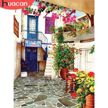 

HUACAN Full Square/Round Diamond Painting 5d House Landscape DIY Diamond Embroidery Flower Mosaic Craft Kit Home Decor