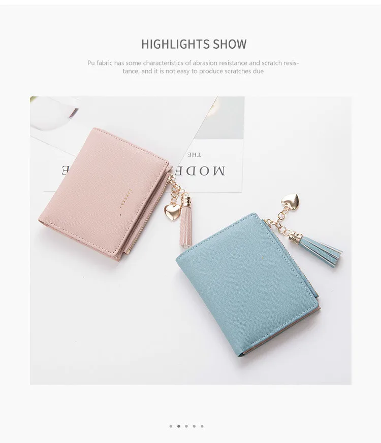 Tassel Women Wallet Small Cute Wallet Women Short Leather Women Wallets Zipper Purses Female Purse Clutch