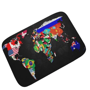 

CAMMITEVER World Map Rug Entrance Home Doormats Coral Velvet Bathroom Anti-slip Carpet Outdoor Kitchen Floor Mats Rug