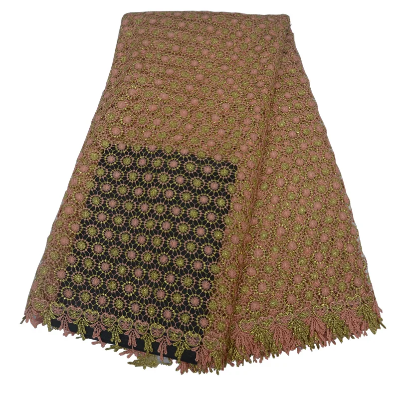 

African Water Soluble Lace Mesh Lace Embroidery Nigerian Guipure Lace Fabric 5 Yards/Pieces High Quality Cord Lace With Sequins
