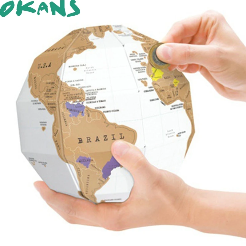 

Mini Creative Version Traveling Memory DIY Assembly 3D Globe World Map DIY 3D Puzzle Cubic Combination Scratch Map Model