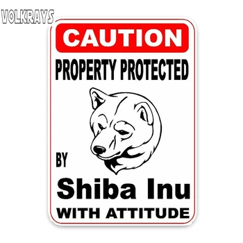 

Volkrays Creative Car Sticker Property Protected By Shiba Inu Dog Accessories Reflective Waterproof Vinyl Decal,13cm*9cm