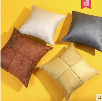 

Modern light luxury pillowcase Lemon yellow simple piping four grid stitching cushion cover Hotel model room pillowcase