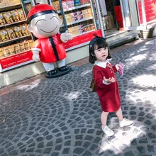 Новое Новогоднее платье для малышей, весенне-осеннее платье, детское красное платье в Корейском стиле