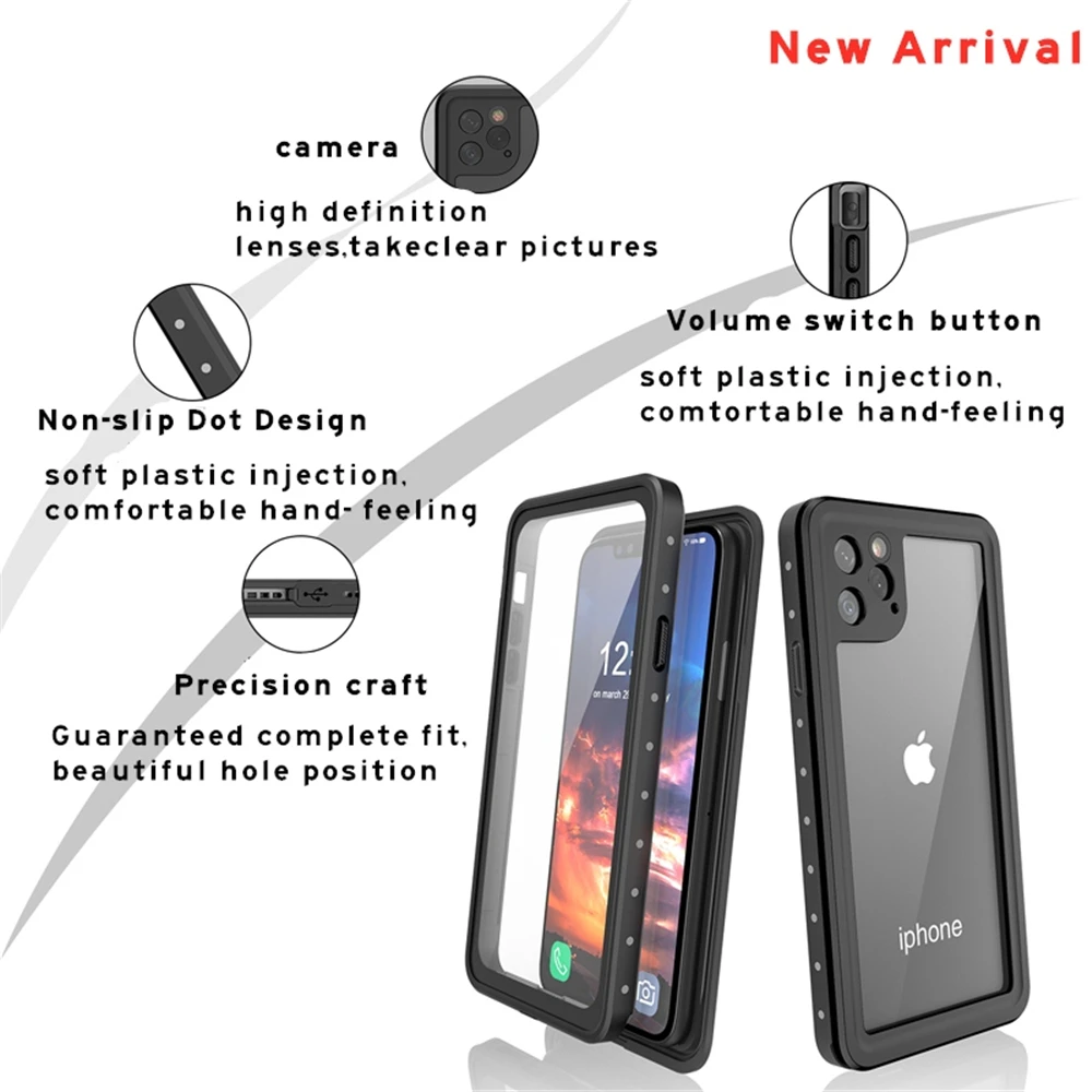 Для спорта на открытом воздухе IP68 Водонепроницаемый чехол для iPhone 11 Pro Чехол для телефона чехол s для iPhone 11 Pro Max противоударный подводный пылезащитный