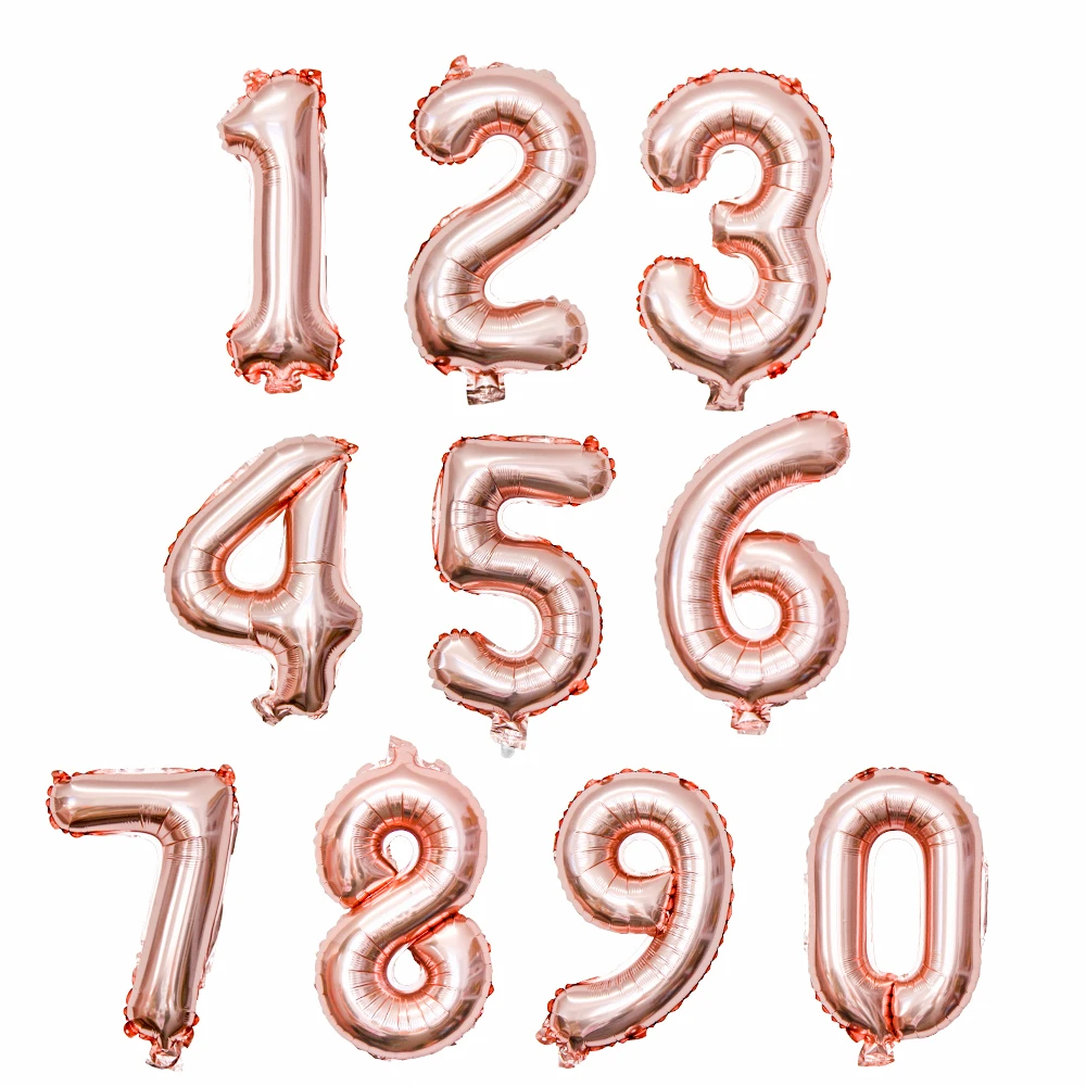 rose gold 3 размера, 1" /32"/4", 1 шт, фольга, золото и серебро, шар с цифрами, надувные воздушные шары для украшения дня рождения, свадьбы - Цвет: rose gold