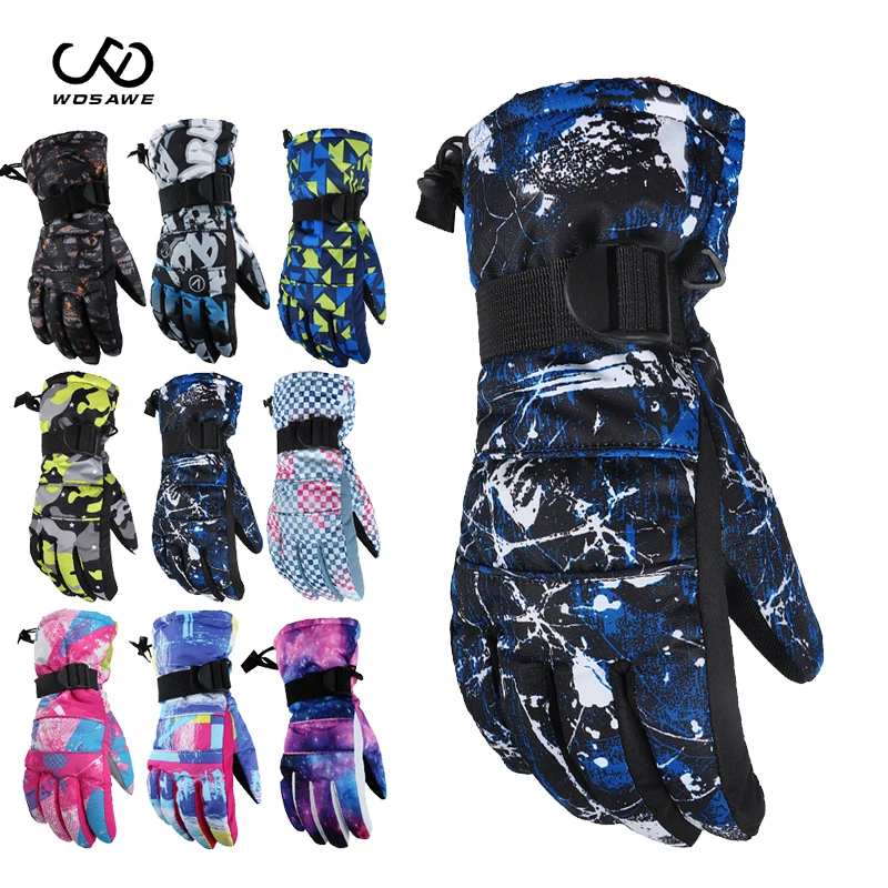 

WOSAWE Winter Skiing Gloves Touch screen Motorcycle Cycling Waterproof Hand Protection Fleece Keep Warm Wear-resistant Windproof