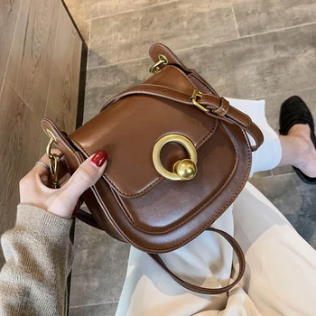 

PU Leather Saddle Bags For Women 2020 Fashion Shoulder Messenger Bag Lady Solid Color Solid Handbags KYIDER