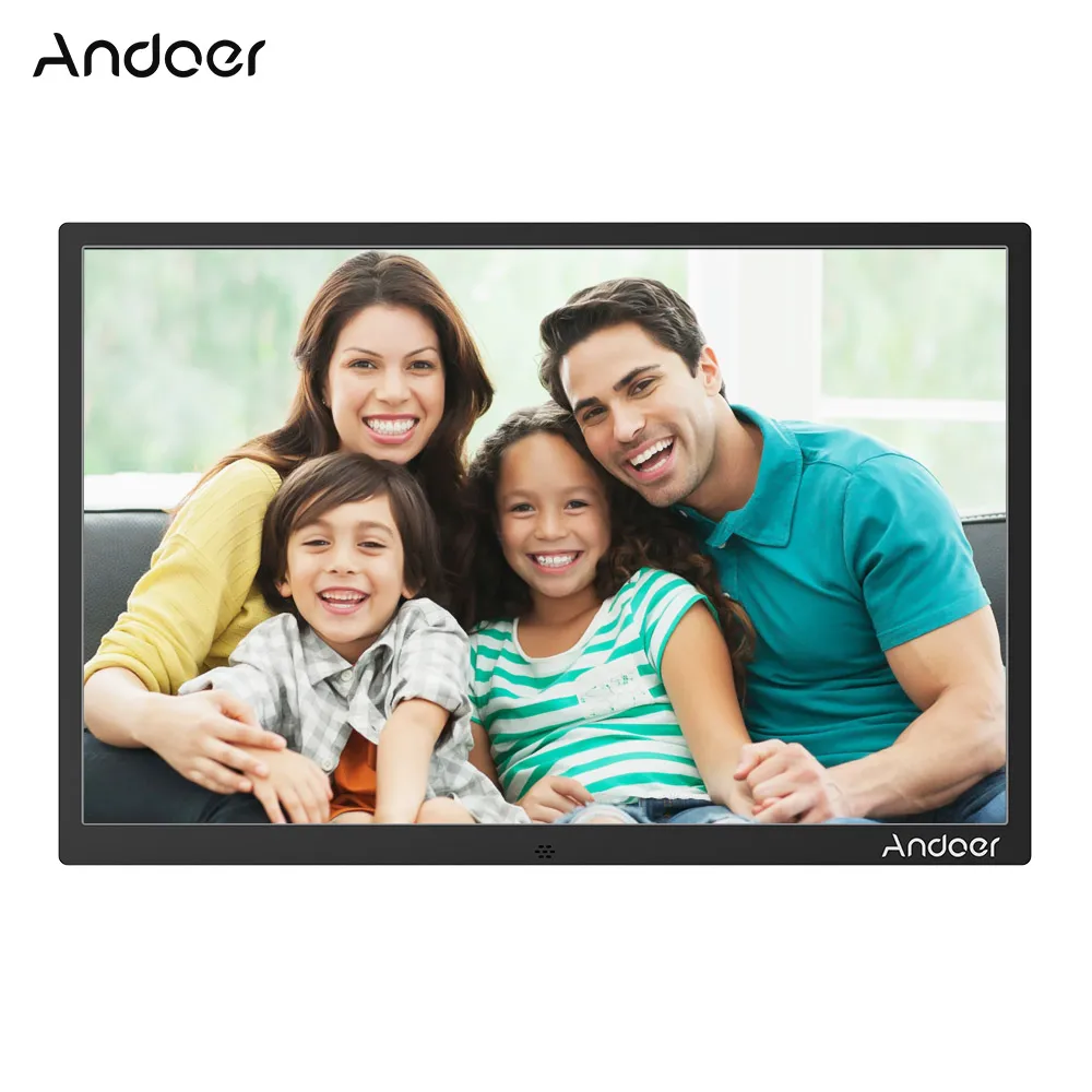 Andoer 15,4 дюймов светодиодный цифровой фоторамка 1280*800 разрешение поддержка 1080P видео случайная игра алюминиевый сплав подарок на день рождения