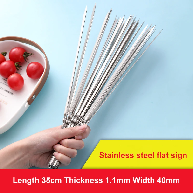 Skewers 50Pcs Stainless Steel BBQ Reusable Barbecue Needle Kebab Stick Outdoor BBQ Accessories Tools Kitchen Accessories barbecue skewers