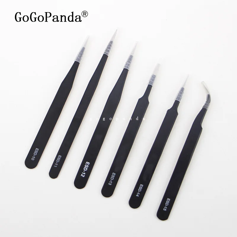 ESD10 пинцеты прямые изогнутые устойчивы к коррозии антистатические для точного