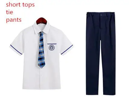 Японская школьная форма, британский стиль, костюм моряка для девочек, школьная форма для японской средней школы, топы с короткими рукавами, галстук, синяя клетчатая юбка, Студенческая Косплей - Цвет: boy sets