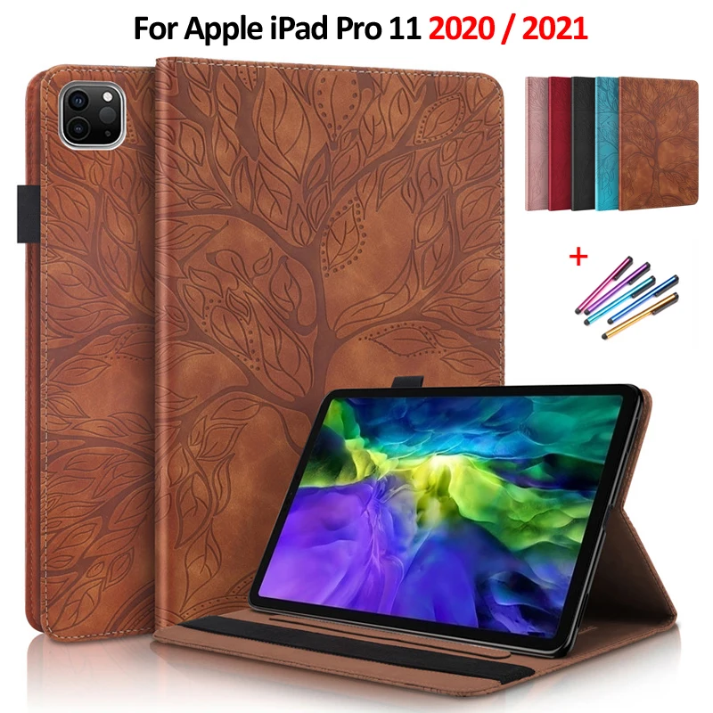 

Emboss Tree PU Leather Flip Case for Funda iPad Pro 11 2020 Case Wallet Stand Tablet Coque for iPad Pro 11 Case 2021 2020