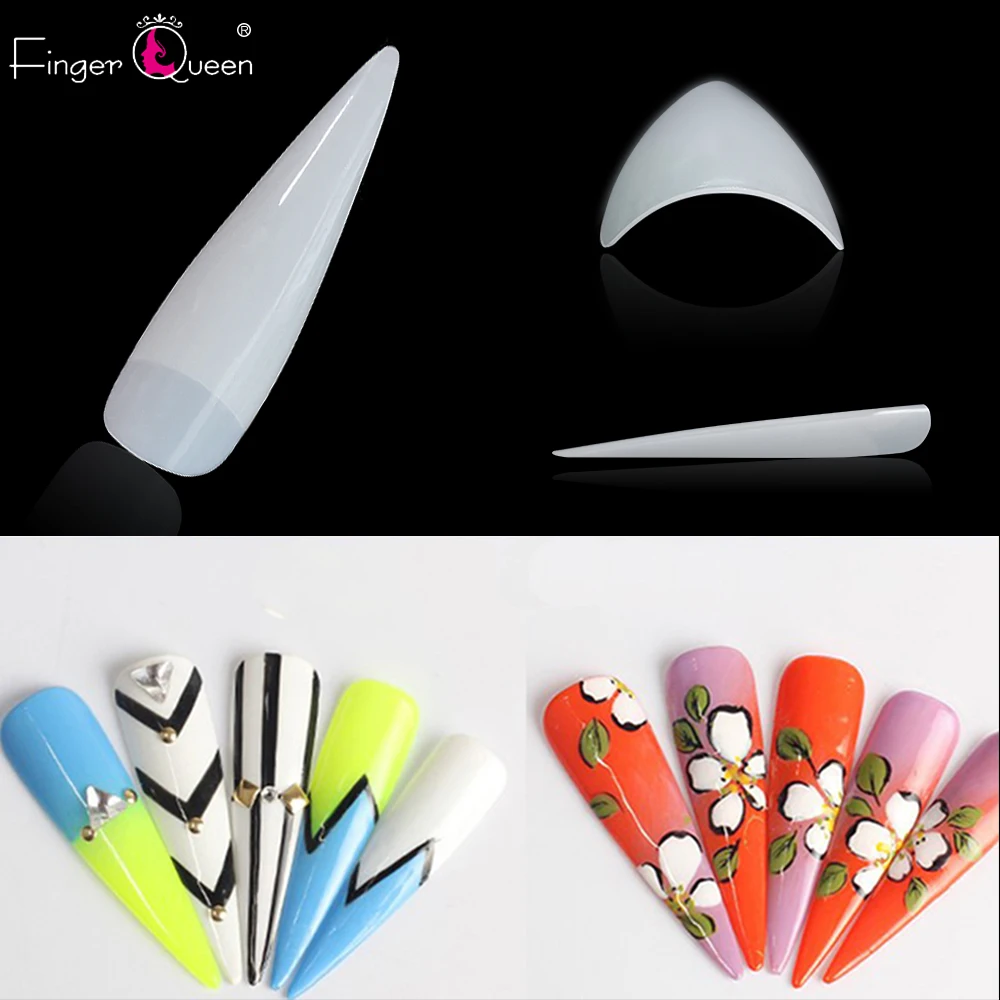 Fingerqueen, 200 шт, длинные балерины, французские накладные ногти, удлиненные шпильки, накладные ногти, съемные ногти, FQ38