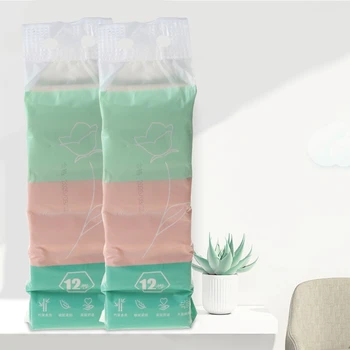 

2020 New 12 Rolls Natural Bamboo Pulp Roll Paper Toilet Paper 4 Layer Thickened Strong