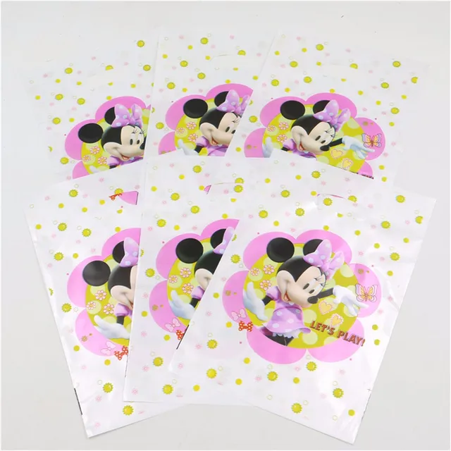180*108 cm 1pc Minnie Mouse Theme Table Cloth for Kids Happy Birthday Party Decoration Table Cover Event Party Supplies 10pcs Gift bag