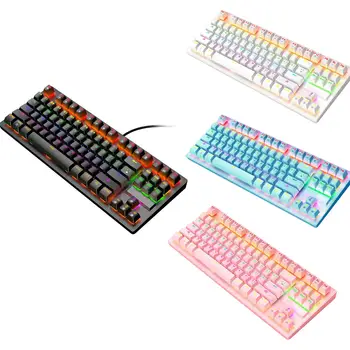 

K2 87 Keys Green axis Universal USB Wired RGB Backlight Mechanical Keyboard Computer Accessory Short Size Gaming Keyboard