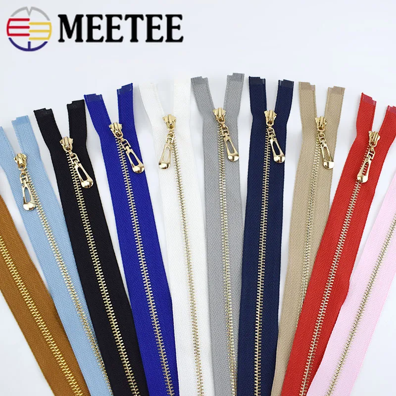Meetee 2 шт. 40-70 см 3# Металлические молнии открывающийся автоматический замок золотая молния DIY сумки кошелек одежда Декор молния Швейные аксессуары ZA056