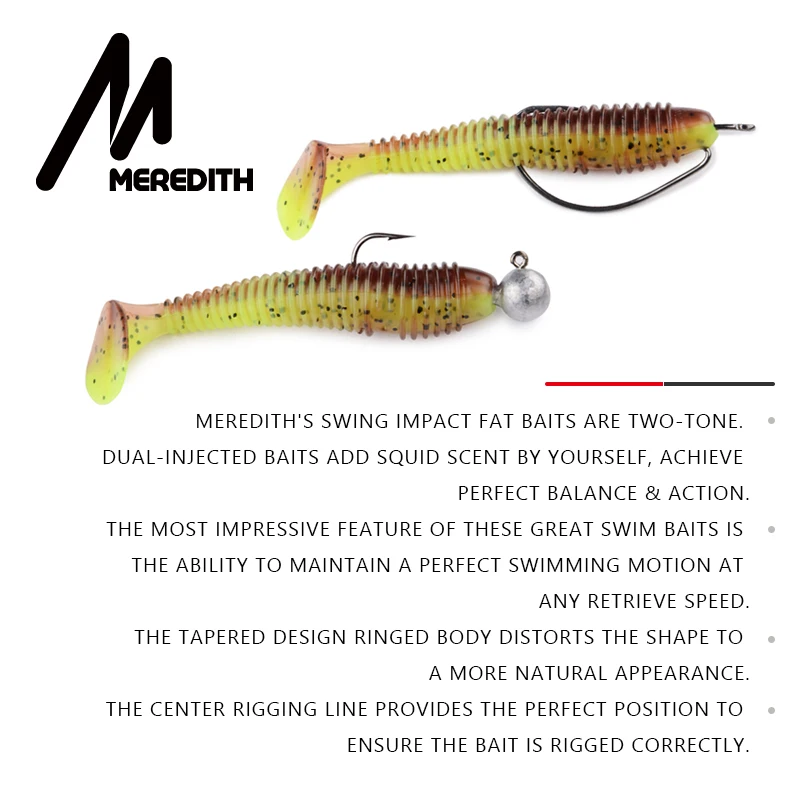 Рыболовные приманки MEREDITH, FAT Swing Impact Swimbait 85 мм/5,5 г, 10 шт./лот, мягкие приманки, мягкие приманки для рыбалки, приманки для окуня