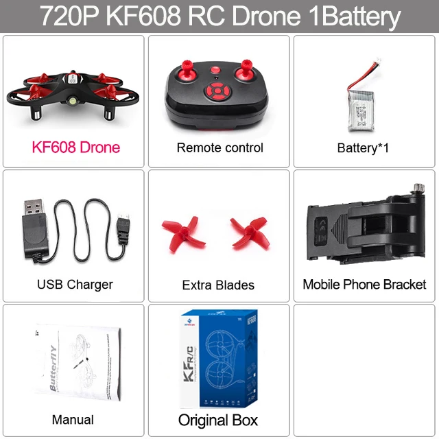 KF608 мини Радиоуправляемый Дрон с 720P wifi камерой Квадрокоптер режим удержания высоты Безголовый 3D переключатель скорости мини Радиоуправляемый квадрокоптер игрушки - Цвет: KF608 720P 1B BX