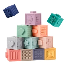 Silicone souple Cubes Pour Les Enfants 1 An Bébé Dentition Pour Les Nouveau nés 0 6 12 Mois Empilant des Blocs De Construction Éducatifs Jouet Fille Cadeau