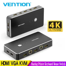 Aliexpress - Vention HDMI KVM Switch 2 Port 4K USB Switch KVM VGA Switcher for Sharing Printer Keyboard Mouse TV KVM Spliiter Switch HDMI VGA