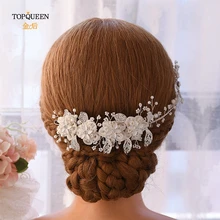 TOPQUEEN HP274 сплав лист невесты аксессуары для волос свадебные головные уборы для невесты Жемчуг и кристалл волос лоза Цветочные невесты повязка на голову