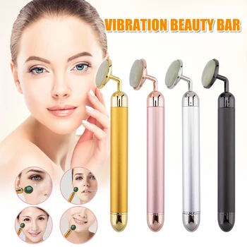 

Hot 24k Gold Jade Facial Massager Anti-Aging Jade Gold Electric Stick for Face Eyes Neck Skin Care t6