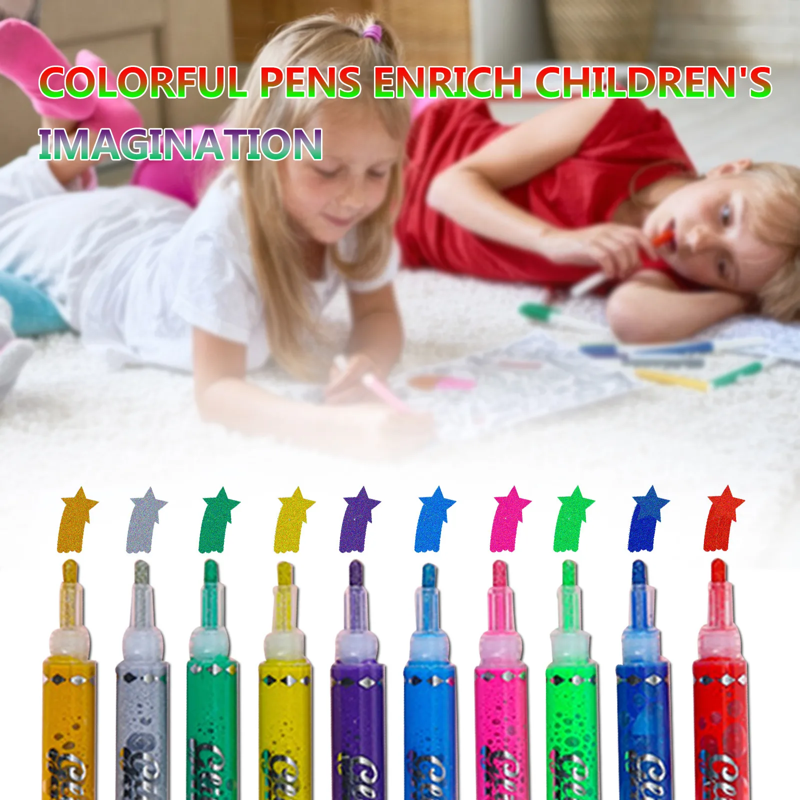 Kids Students Drawing Pens Hand Account Pen Dream Pen Hand-Painted Stationery Highlighter Pen,1-12 Pcs Pens for Painting,Child Color Pen Set Marker Watercolor Brush Oily Colored Drawing Hook Line Pen 