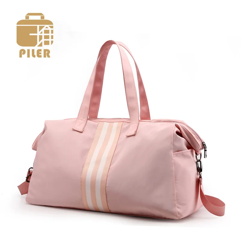 

Nylon Waterproof Women Sport Bag for Fitness Pink Gym Boston Bag Training Handbag Yoga Oxford Travel Shoulder Bag Weekend Duffel