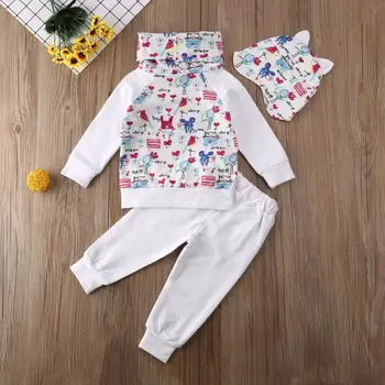 

Newborn Kids Baby Girl Doodle Shirt Tops Pants Trousers Outfits Tracksuit Toddler Girls Clothing Set