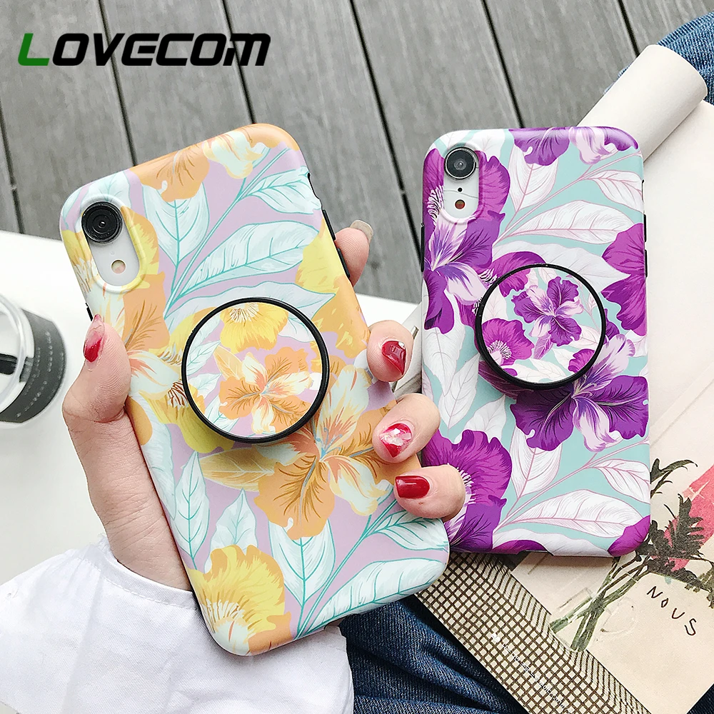 Чехол-подставка LOVECOM в стиле ретро с цветами для iPhone 11 Pro Max XR XS 7 8 6S Plus мягкий чехол