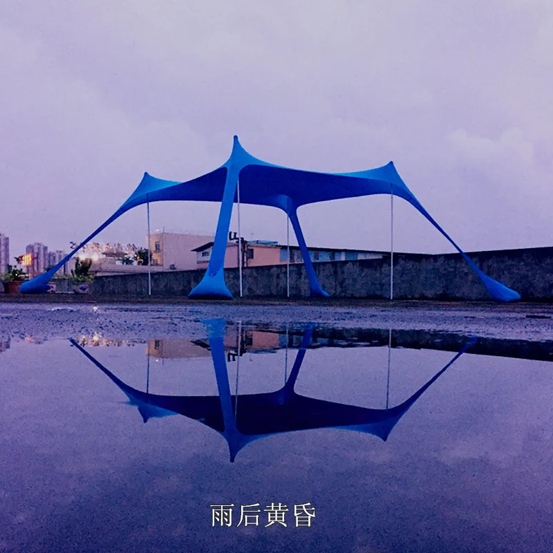 

2019 new Beach SunShade Beach Tent With Sandbag Anchors 4 Aluminum Poles Quality Lycra Fabric Anti-UV Perfect Sun Shelter Awning