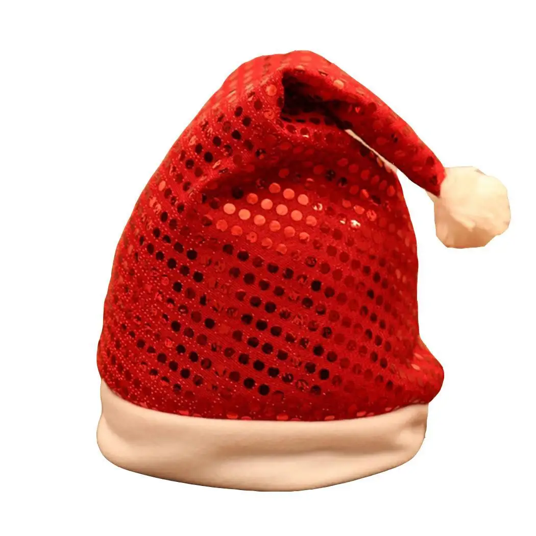 red sequin Рождественская шляпа для детей, для взрослых, рождественское праздничное платье, модная, как на изображении, Кепка в стиле унисекс - Цвет: red sequin
