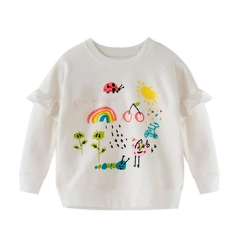 

Girls T-shirt Cute Printing Long Sleeve Autumn Winter Tee Rainbaw Pattern Clothes Fashion Kids Clothing Casual Children Wear