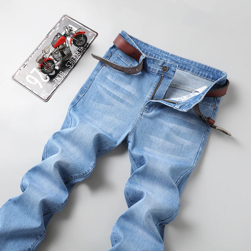 Autumn Winter Men's Business Jeans Plus Size 42 44 46 Stretch Denim Straight-leg Pants Male Trousers denim pants denim trousers