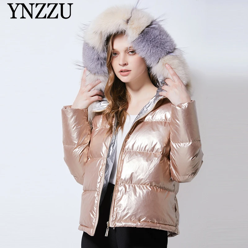 Real fur collar Down jacket Women Winter Hooded Loose Fashion Down coat Casual Thick warm Female Outwear Short YNZZU 9O065