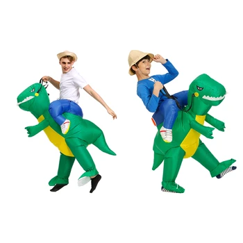 

Adult Children Green Dinosaur Inflatable Costume Halloween Christmas Carnival Party Costume Dinosaur Toy Mount