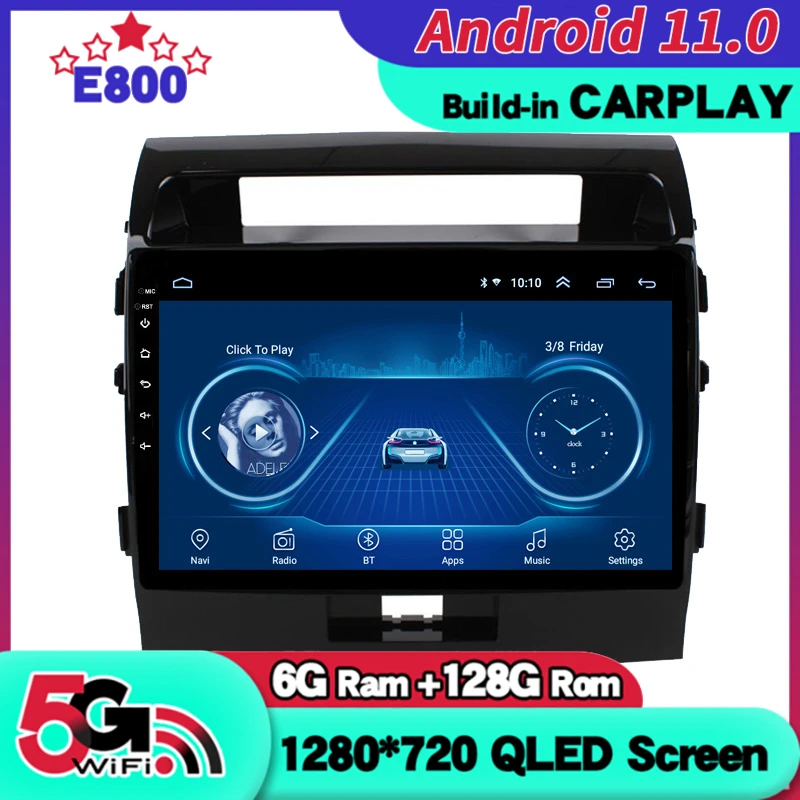 Автомагнитола для Toyota Land Cruiser 200 2008 Android 10 мультимедийный стереоплеер GPS-навигация