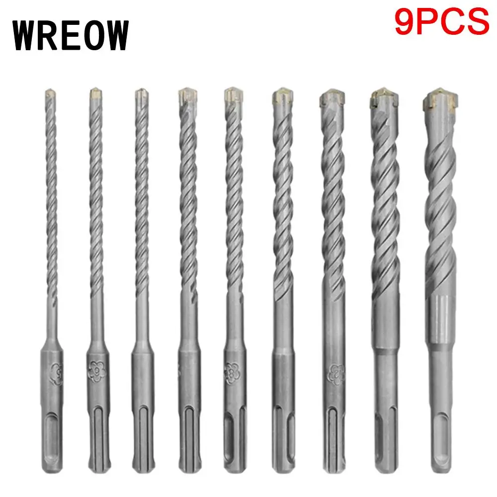 

9PCS DS-Plus Carbide-tipped Electric Hammer Bit 160mm 5/6/8/10/12/14/16mm Carbide Crosshead tipped Masonry Drill Bits for Brick